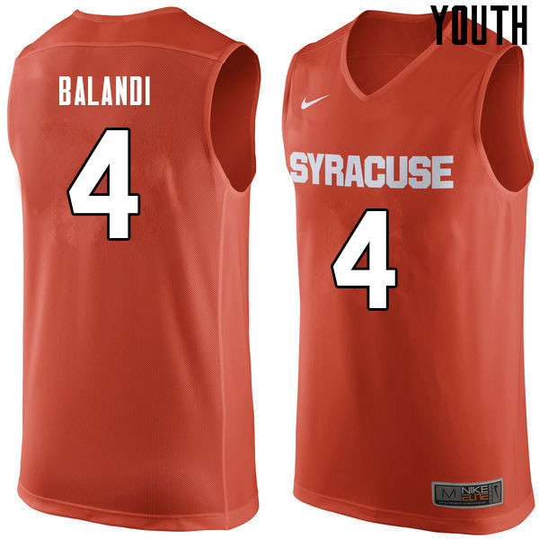 Youth #4 Antonio Balandi Syracuse Orange College Basketball Jerseys Sale-Orange